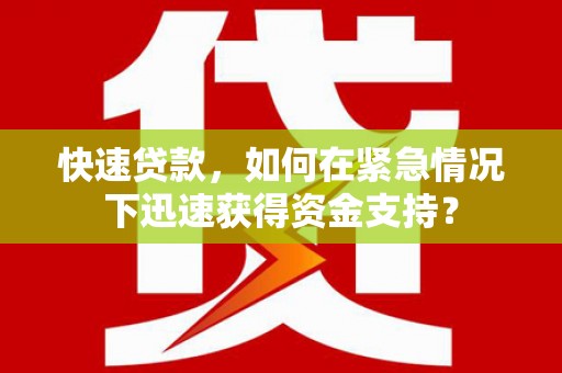 月湖快速贷款，如何在紧急情况下迅速获得资金支持？
